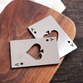 Ace of Spades, roestvrijstalen bieropener, speelkaartformaat